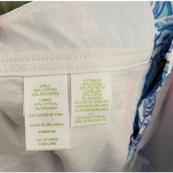 Lilly Pulitzer Nicki Pink Raising Shell Blue Haven Mini Skort Skirt Size 0 XS - Picture 8 of 9